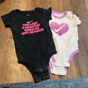 Girls Nike onesies 0/6M